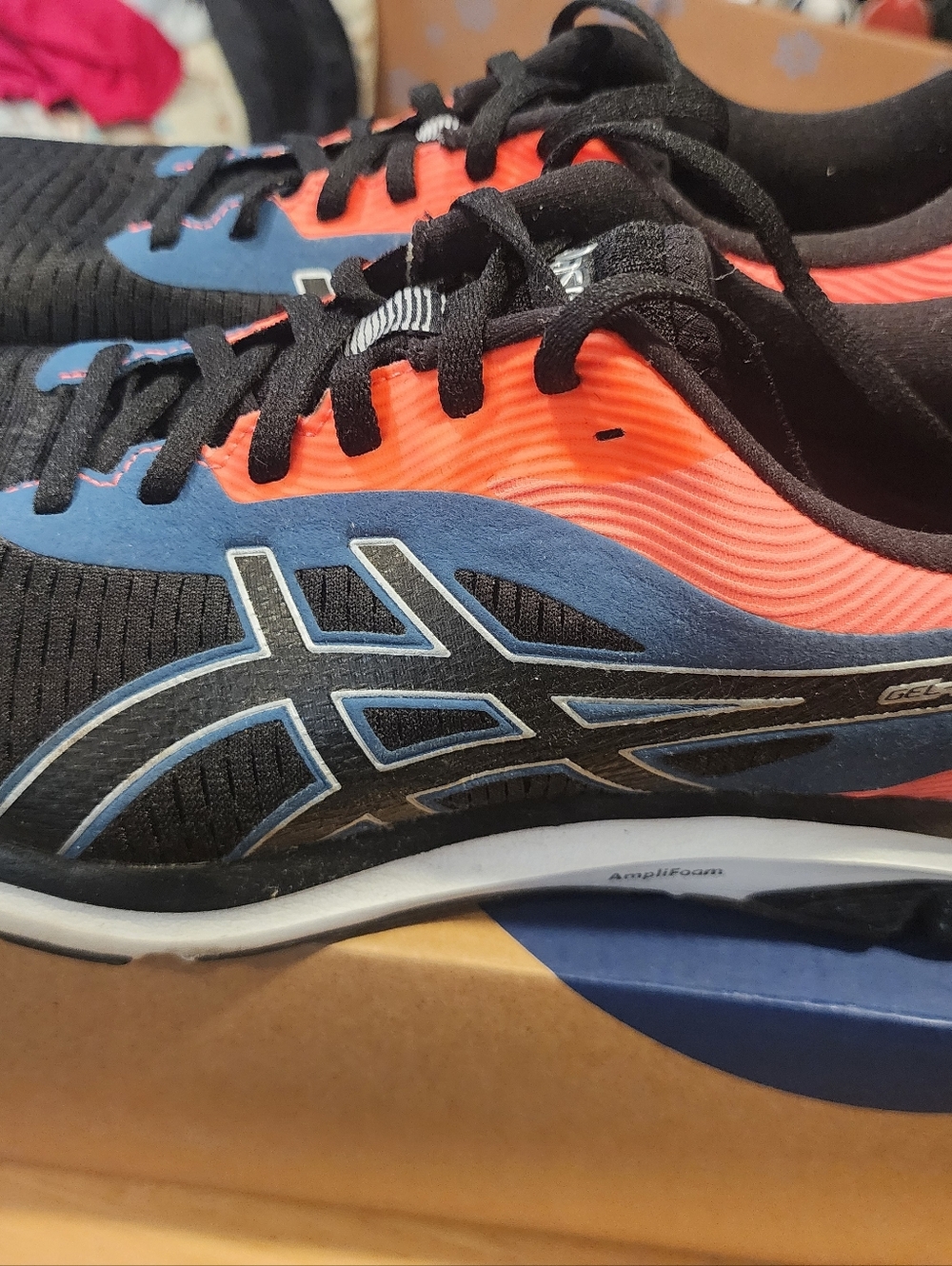 ASICS Gel Pulse Black with Coral and Blue Men’s Athletic Running Shoes